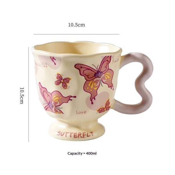 Niche Artistic Style Butterfly High Footed Ceramic Ins Style Mug