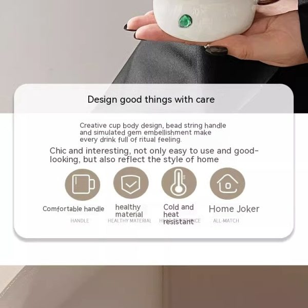 Creative Gem Mug Light Luxury Household Cups Ceramic Good-looking Enamelled Cup Thickened Handle Ceramic Cup