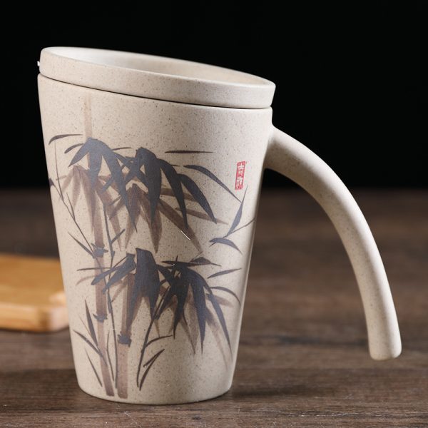 Creative Ceramic Mug Nostalgic Milk Breakfast Mug With Lid