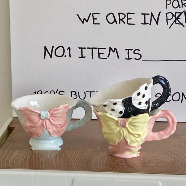 Three-dimensional Bow Ceramic Mug Lovely Girl Heart