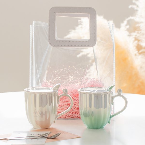 Girls Drinking Glasses Couple Pearl Ceramic Mug Mug With Lid