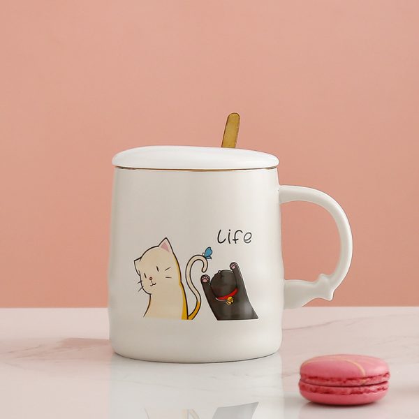 Creative Ceramic Coffee Mug With Lid Spoon