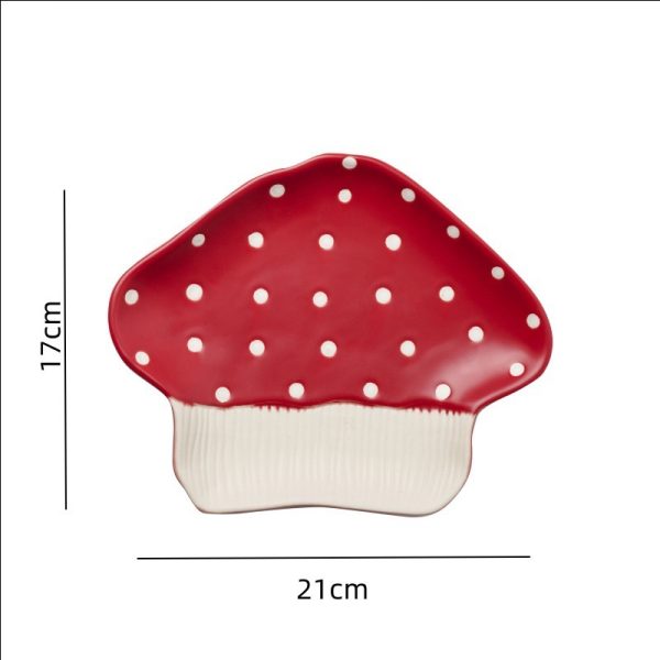 Cartoon Cute Good-looking Red Mushroom Ceramic Tableware Mug Dim Sum Plate Rice Bowl Instant Noodle Bowl Salad Bowl Spoon