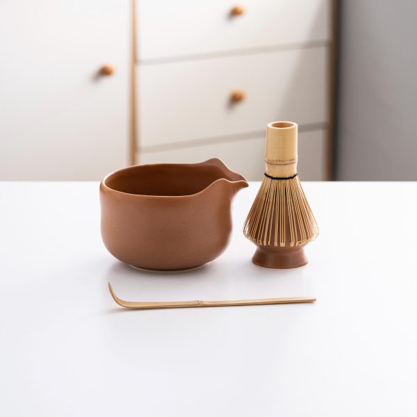 Bear Ceramic Matcha Bowl Set with Bamboo Whisk, 600ml Starter Kit