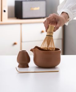 Bear Ceramic Matcha Bowl Set with Bamboo Whisk, 600ml Starter Kit