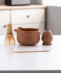 Bear Ceramic Matcha Bowl Set with Bamboo Whisk, 600ml Starter Kit