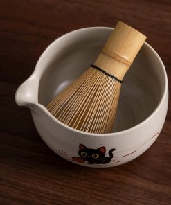 Black Black Cat Cat Ceramic Matcha Bowl Set, 450ml Starter Kit