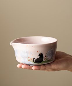 Black Black Cat Cat Ceramic Matcha Bowl Set with Bamboo Whisk & Holder, 450ml Starter Kit