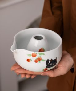 Black Black Cat Cat Ceramic Matcha Bowl Set with Spout, Bamboo Whisk & Holder, 450ml Starter Kit