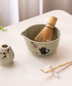 Black Black Cat Cat Ceramic Matcha Tea Cup 420ml for Tea Ceremony