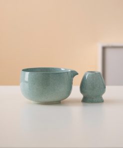 Blue Ceramic Matcha Bowl Set with Spout, Bamboo Whisk & Holder, 450ml Gift Kit