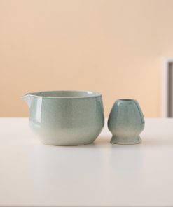 Blue Ceramic Matcha Bowl Set with Spout, Bamboo Whisk & Holder, 450ml Starter Kit