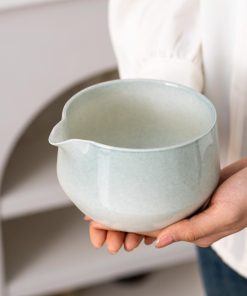 Blue Ceramic Matcha Bowl Set with Spout, Bamboo Whisk & Holder, 450ml Starter Kit