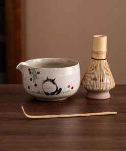 Cat Hand-painted Ceramic Matcha Bowl Set, 450ml Starter Kit