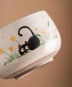 Cat Hand-painted Ceramic Matcha Bowl Set, 450ml Starter Kit