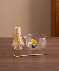 Cat Hand-painted Glass Matcha Bowl Set with Bamboo Whisk & Holder, 550ml Starter Kit