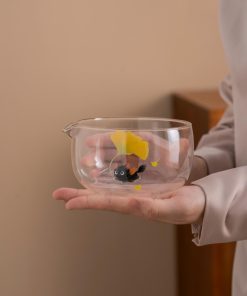 Cat Hand-painted Glass Matcha Bowl Set with Bamboo Whisk & Holder, 550ml Starter Kit