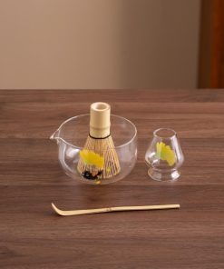 Cat Hand-painted Glass Matcha Bowl Set with Bamboo Whisk & Holder, 550ml Starter Kit