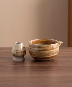 Daisy Hand-painted Ceramic Matcha Bowl Set with Bamboo Whisk, 450ml Starter Kit