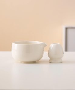 Fish Hand-painted Ceramic Matcha Bowl Set with Spout, Bamboo Whisk & Holder, 450ml Starter Kit
