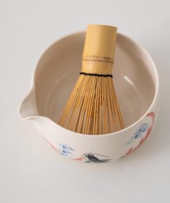 Fish Hand-painted Ceramic Matcha Bowl Set with Spout, Bamboo Whisk & Holder, 450ml Starter Kit