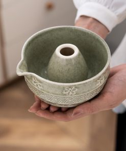 Floral Ceramic Matcha Bowl Set with Bamboo Whisk & Holder, 420ml Starter Kit