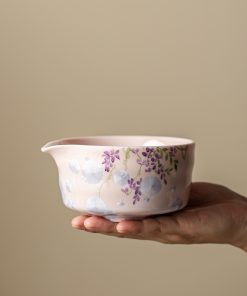 Floral Crystalline Hand-painted Ceramic Matcha Bowl Set with Bamboo Whisk & Holder, 450ml Starter Kit