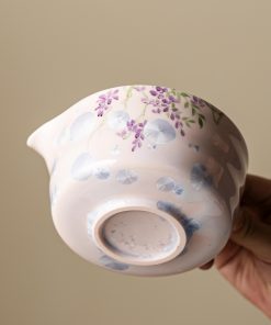 Floral Crystalline Hand-painted Ceramic Matcha Bowl Set with Bamboo Whisk & Holder, 450ml Starter Kit
