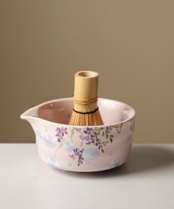Floral Crystalline Hand-painted Ceramic Matcha Bowl Set with Bamboo Whisk & Holder, 450ml Starter Kit