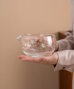 Floral Hand-painted Glass Matcha Bowl Set with Bamboo Whisk & Holder, 450ml Starter Kit