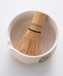 Green Beige Hand-painted Ceramic Matcha Bowl Set with Bamboo Whisk & Holder, 450ml Starter Kit
