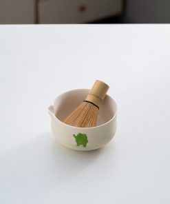 Green Beige Hand-painted Ceramic Matcha Bowl Set with Bamboo Whisk & Holder, 450ml Starter Kit