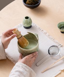 Green Cat Ceramic Matcha Bowl Set, 570ml Starter Kit