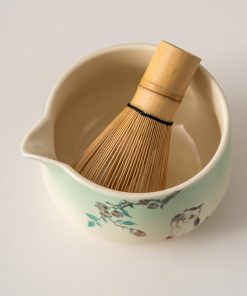 Green Cat Hand-painted Ceramic Matcha Bowl Set with Spout, Bamboo Whisk & Holder, 450ml Starter Kit