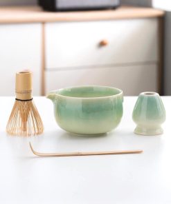 Green Ceramic Matcha Bowl Set, 450ml Gift Kit