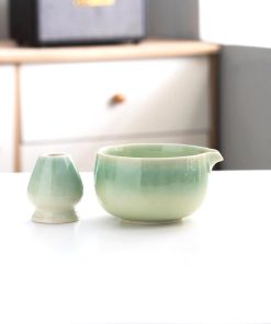 Green Ceramic Matcha Bowl Set, 450ml Gift Kit