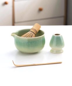 Green Ceramic Matcha Bowl Set, 450ml Gift Kit