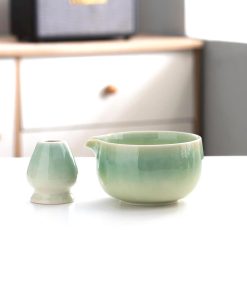 Green Ceramic Matcha Bowl Set, 450ml Gift Kit