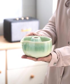 Green Ceramic Matcha Bowl Set, 450ml Gift Kit