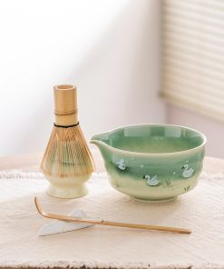 Green Ceramic Matcha Bowl Set, 450ml Starter Kit