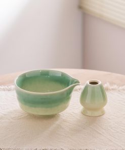 Green Ceramic Matcha Bowl Set, 450ml Starter Kit