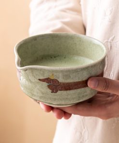 Green Ceramic Matcha Bowl Set with Bamboo Whisk, 450ml Gift Kit