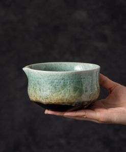 Green Ceramic Matcha Bowl Set with Bamboo Whisk, 500ml Starter Kit