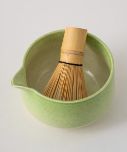 Green Ceramic Matcha Bowl Set with Spout, Bamboo Whisk & Holder, 450ml Starter Kit