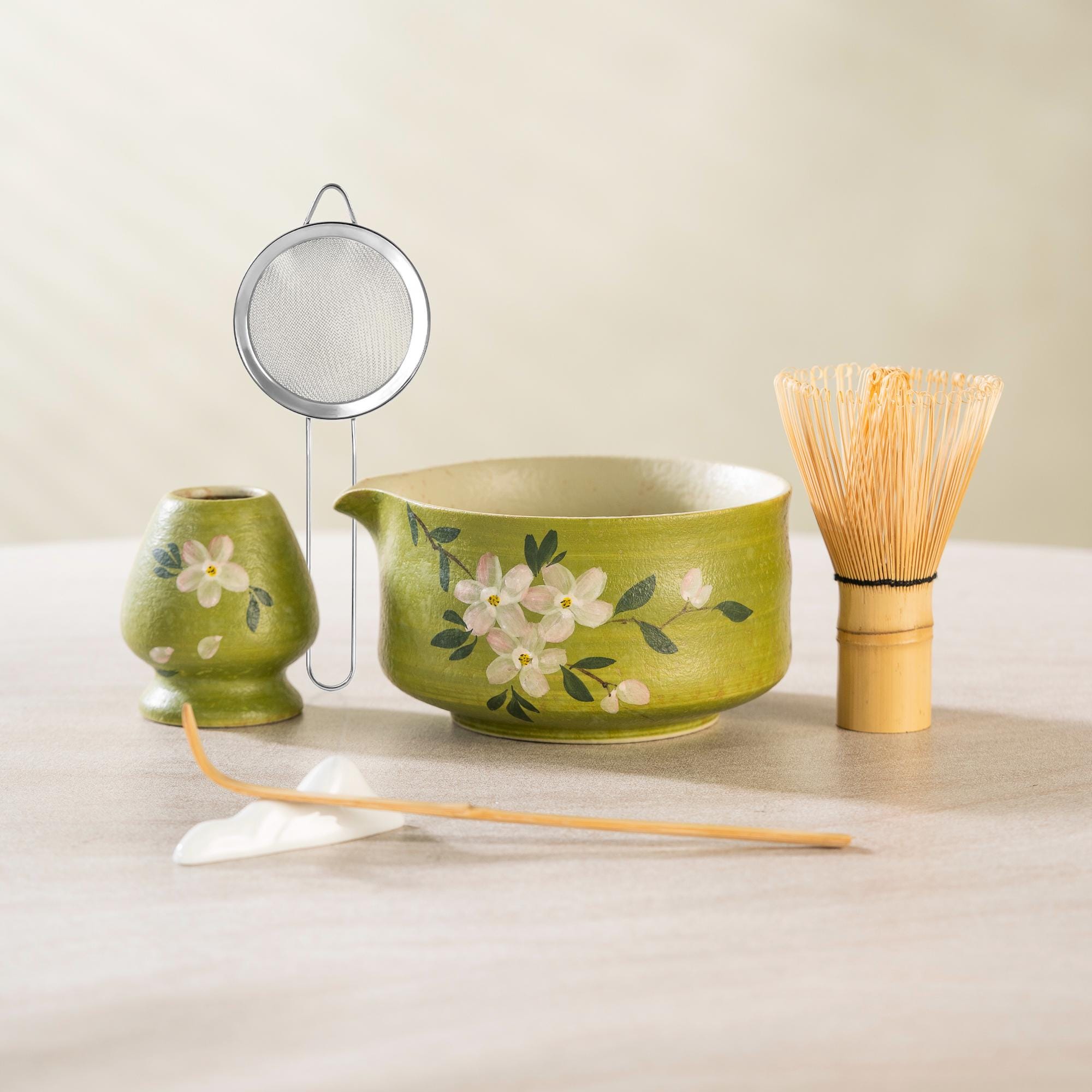 green-floral-hand-painted-ceramic-matcha-bowl-set-500ml-starter-kit-01 Green Floral Hand-painted Ceramic Matcha Bowl Set, 500ml Starter Kit