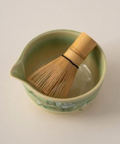 Green Floral Hand-painted Ceramic Matcha Bowl Set with Bamboo Whisk & Holder, 450ml Starter Kit