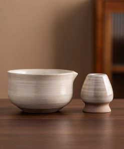 Hand-painted Ceramic Matcha Bowl Set with Bamboo Whisk, 450ml Starter Kit