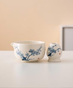 Hand-painted Ceramic Matcha Bowl Set with Spout, Bamboo Whisk & Holder, 450ml Gift Kit