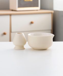 Panda Ceramic Matcha Bowl Set with Bamboo Whisk, 450ml Starter Kit