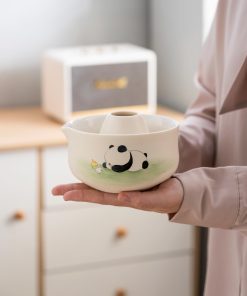 Panda Ceramic Matcha Bowl Set with Bamboo Whisk, 450ml Starter Kit